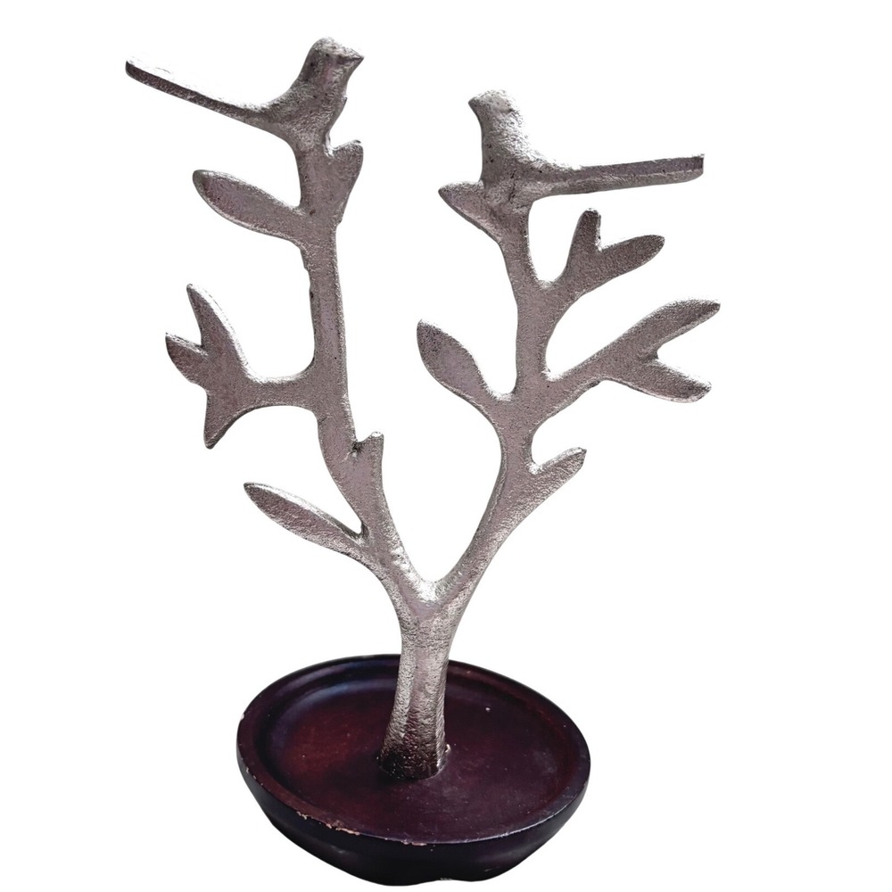 silver jewelry tree stand 7" branch organizer w costume jewelry bracelet lot - Picture 4 of 5